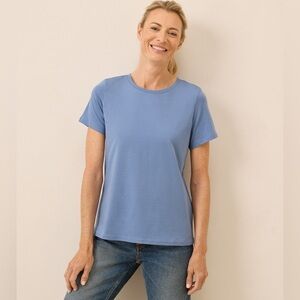Pact Softspun‎ Organic Cotton Crewneck Women’s Tee Shirt Light Blue Size Small